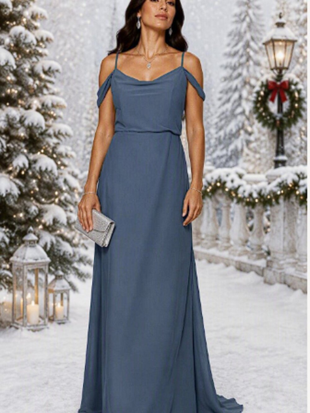 HOLIDAY Sierra Chiffon Dress Dusty Blue
